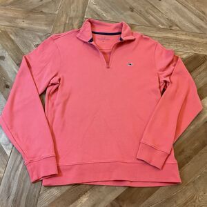 Vineyard Vines Quarter‎ Zip Pullover XS Coral Pink Cotton Whale Logo Sweater